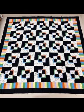 Handmade Mad as a Hatter Patchwork Cotton Quilt Top/Topper 86x86”